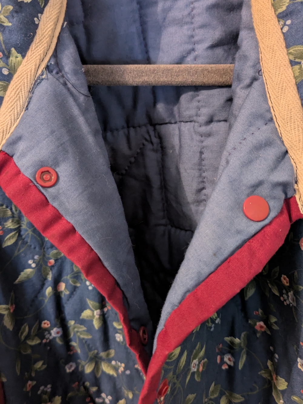 Quilted Floral Patchwork Jacket - Navy & Burgundy - Picture 3 of 4